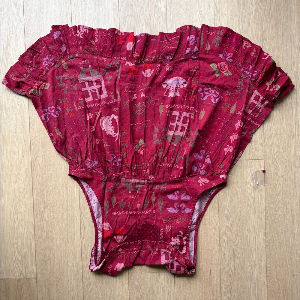 Urban Outfitters Red Printed Sleeveless Ruffle Dress - Picture 4 of 4